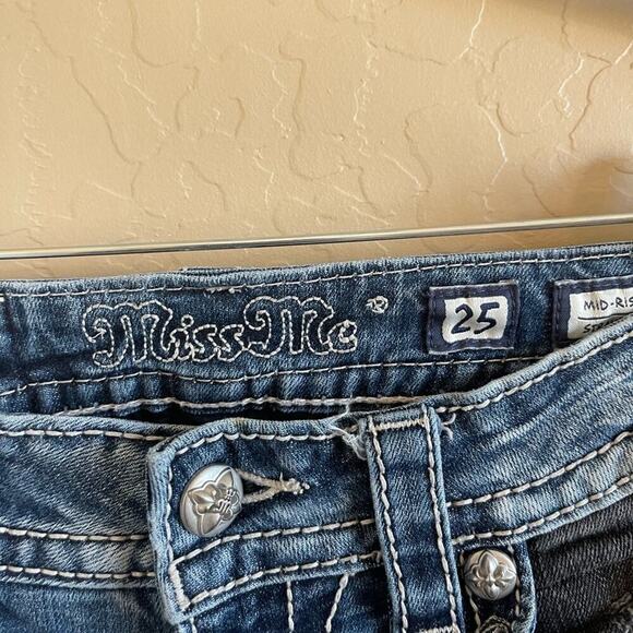 Miss Me Distressed Embroidered Low Rise Straight Leg Jeans - Picture 7 of 9